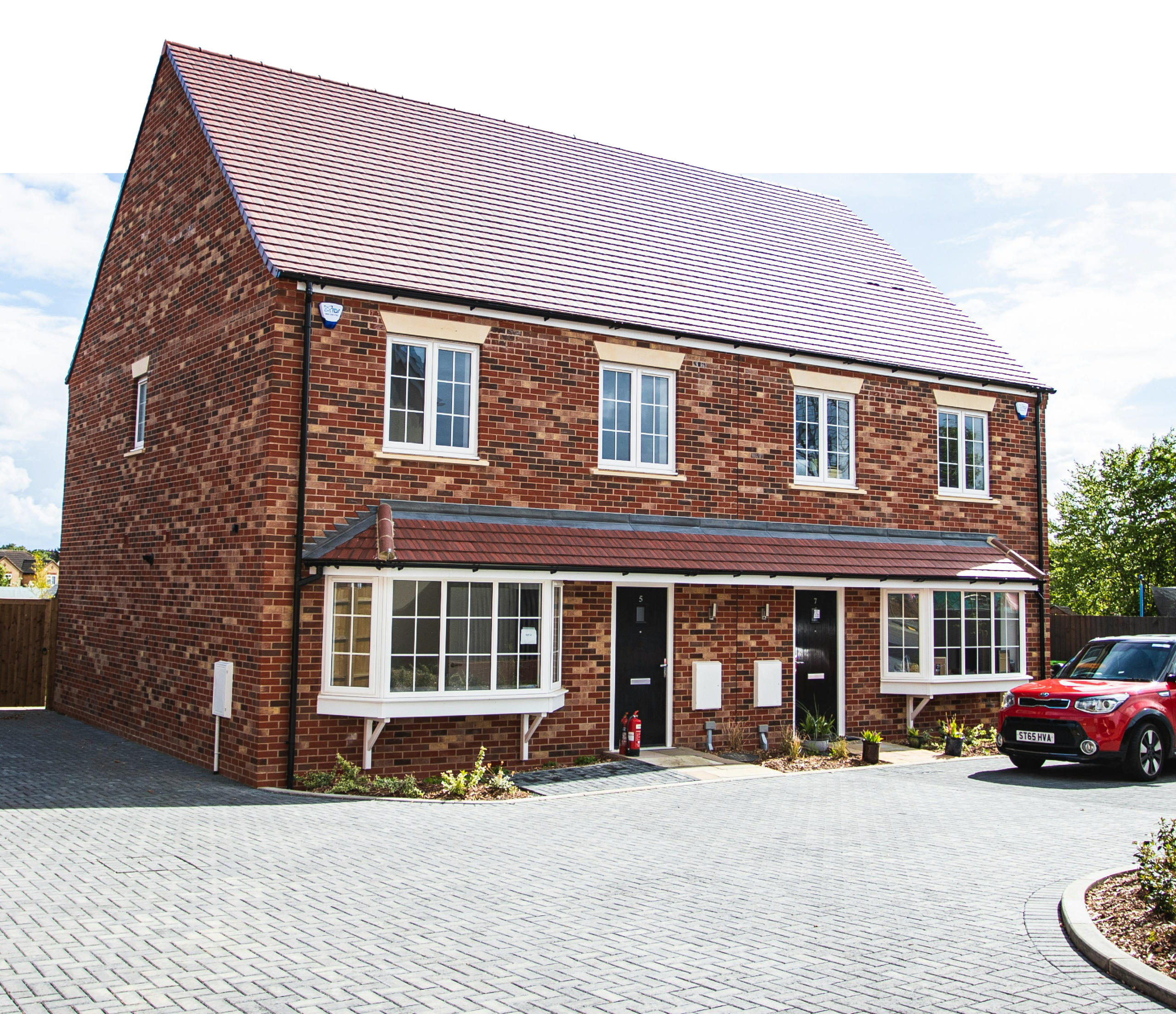 semi-detached red brick new buld houses