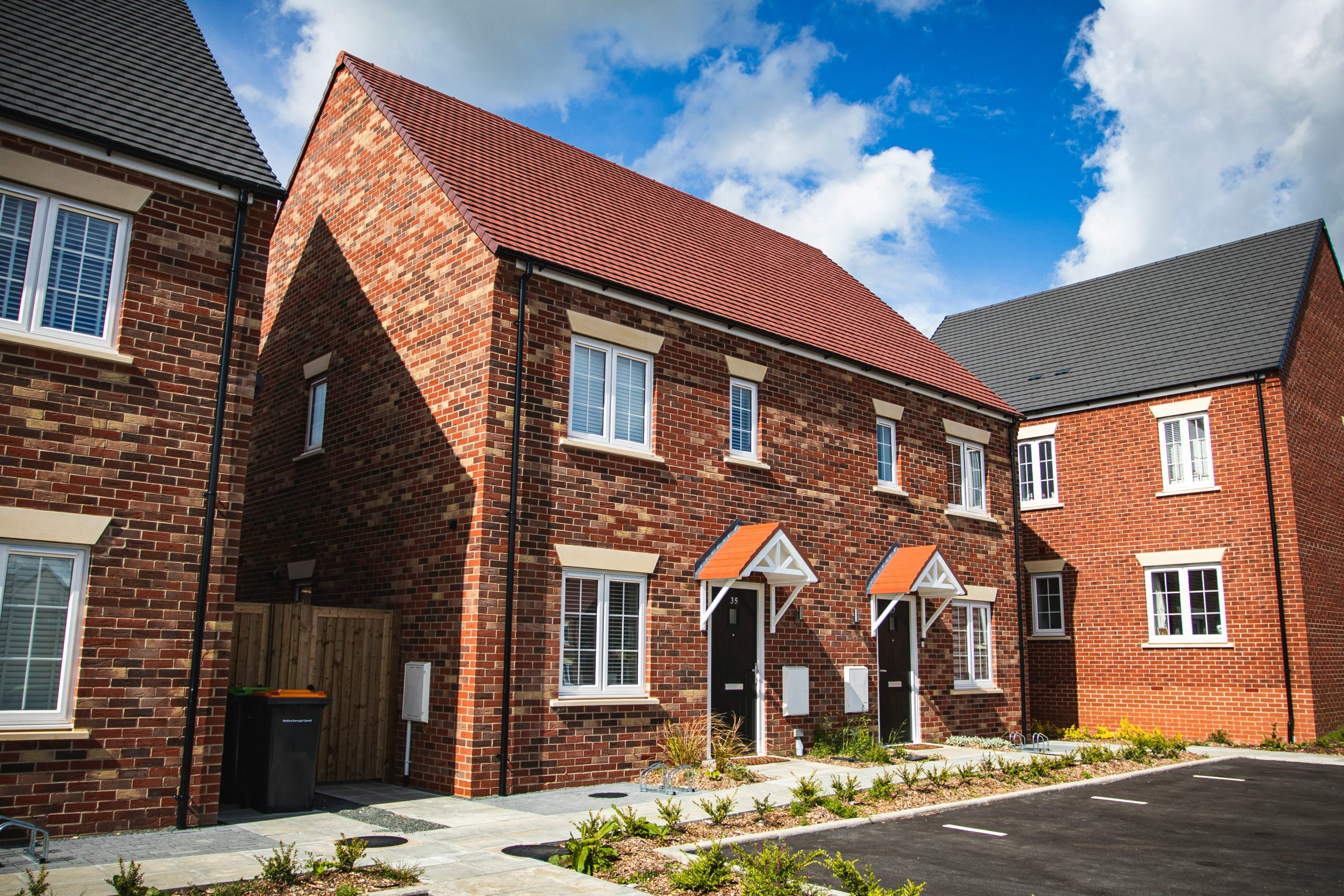 semi-detached red brick houses
