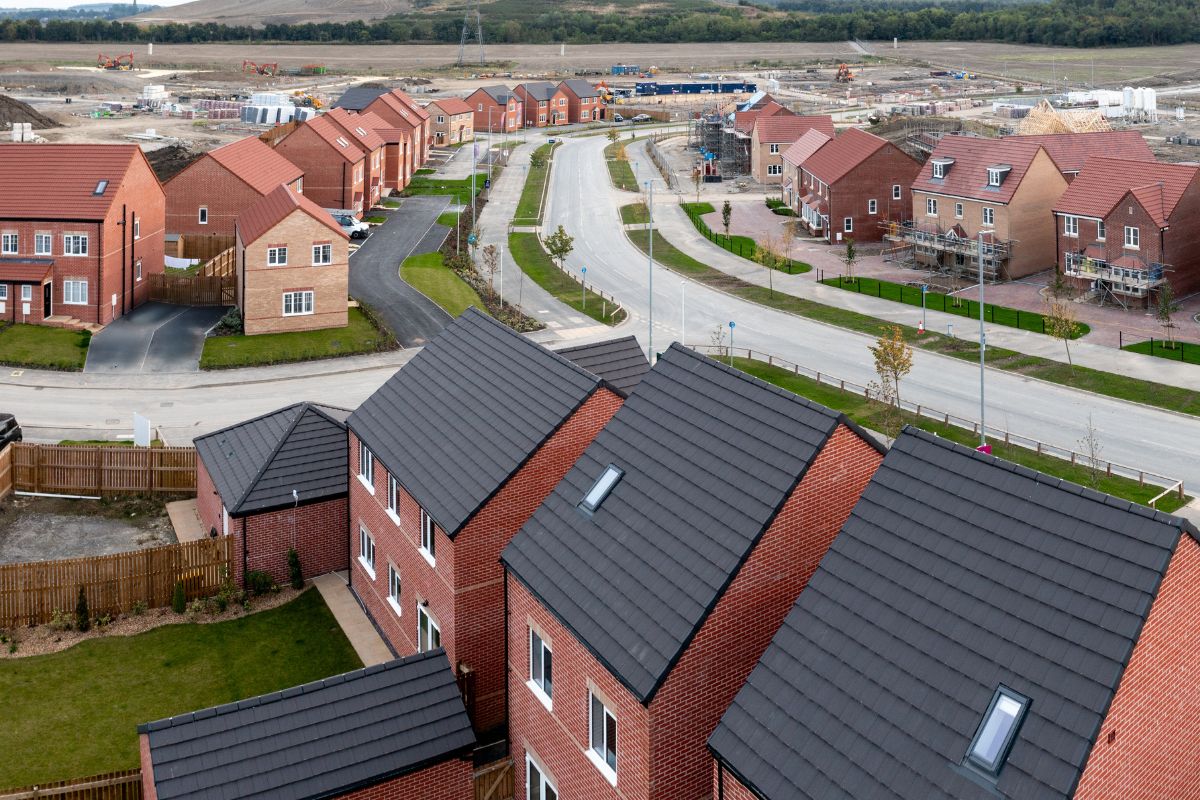 residential estate, red brick detached and semi-detached houses
